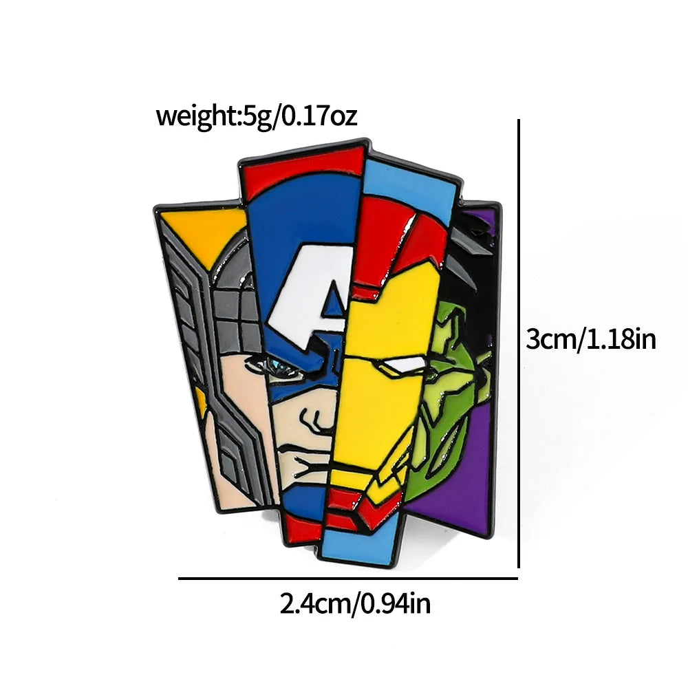 Avengers-badge met meerdere personages - pin met gefragmenteerde gezichten