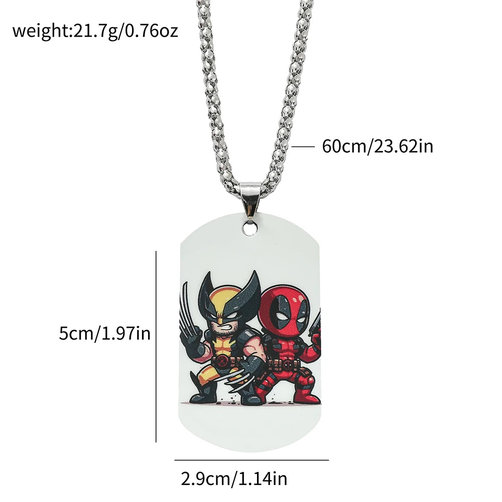 Militaire plaatjesketting Deadpool & Wolverine - Duo in chibistijl, rug aan rug