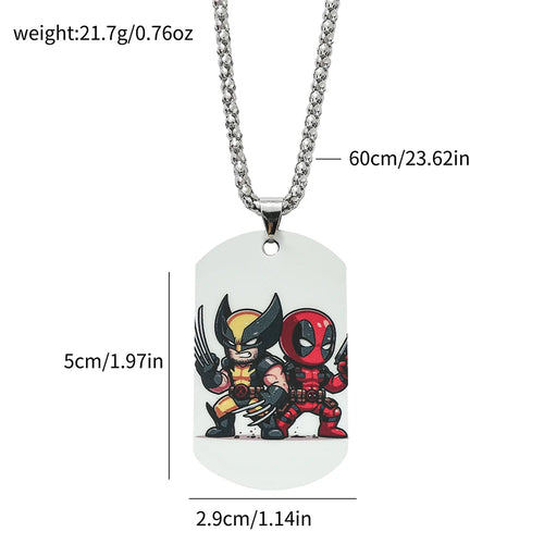Militaire plaatjesketting Deadpool & Wolverine - Duo in chibistijl, rug aan rug