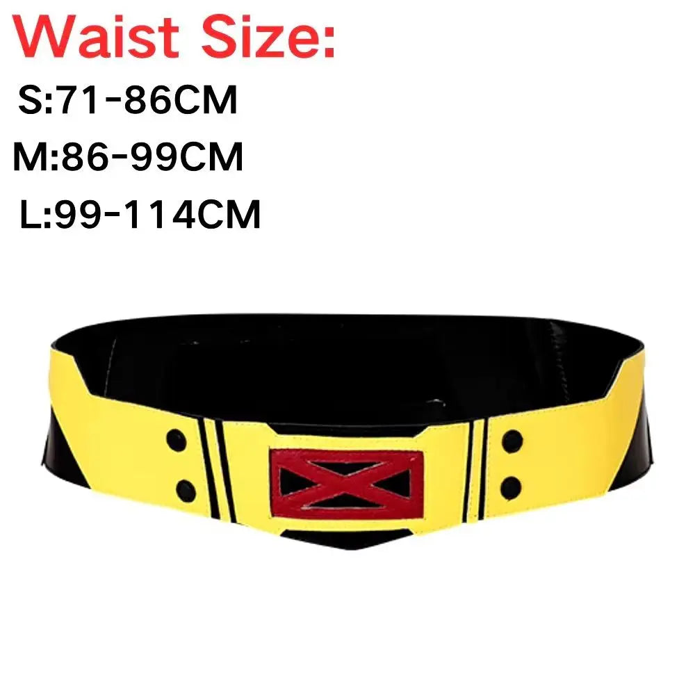 Wolverine-kostuum – geel-blauw leren jack met metalen klauwen