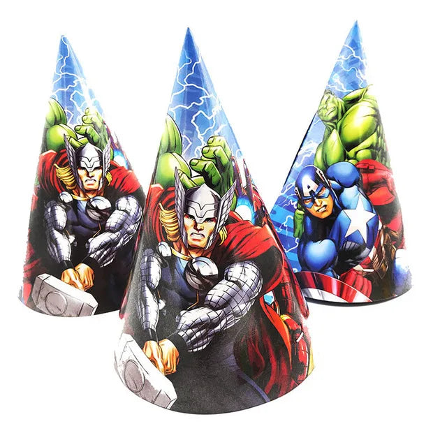 Avengers verjaardagsdecoratie - feesthoedjes x6
