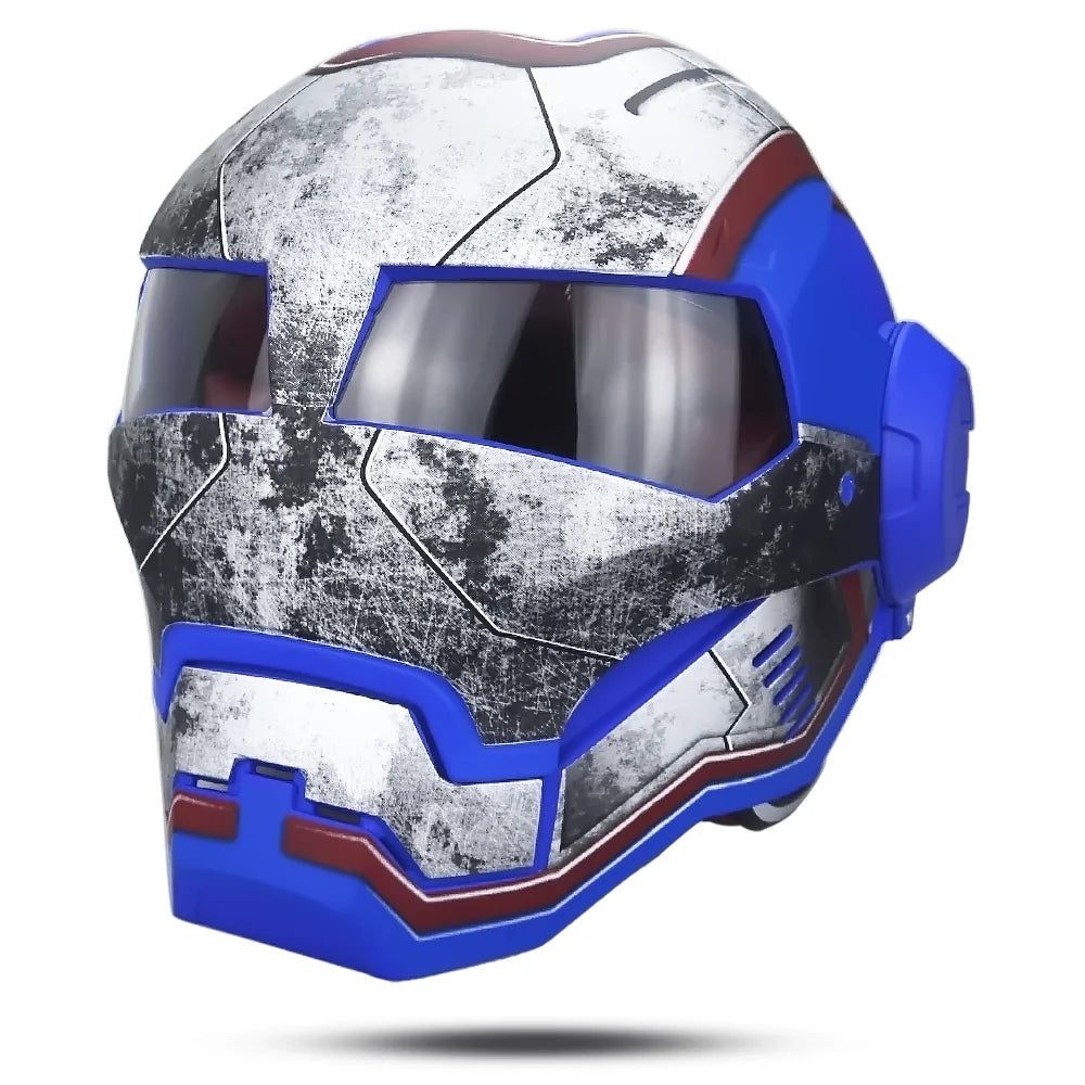 Iron Patriot-helm - Versleten ontwerp in wit, blauw en rood