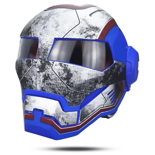 Iron Patriot-helm - Versleten ontwerp in wit, blauw en rood