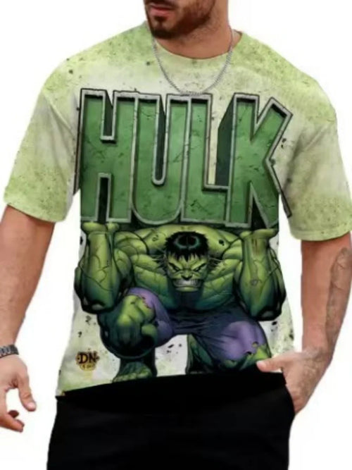 Heren-T-shirt 3D Hulk - Gigantisch HULK-striplogo