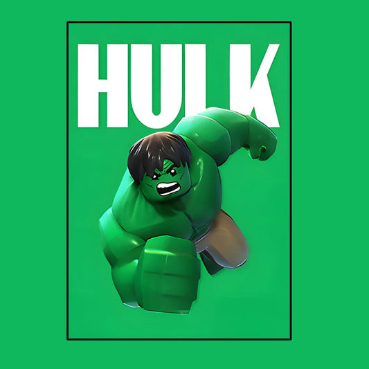 Avengers Hulk-poster - Lego-stijl met groene achtergrond