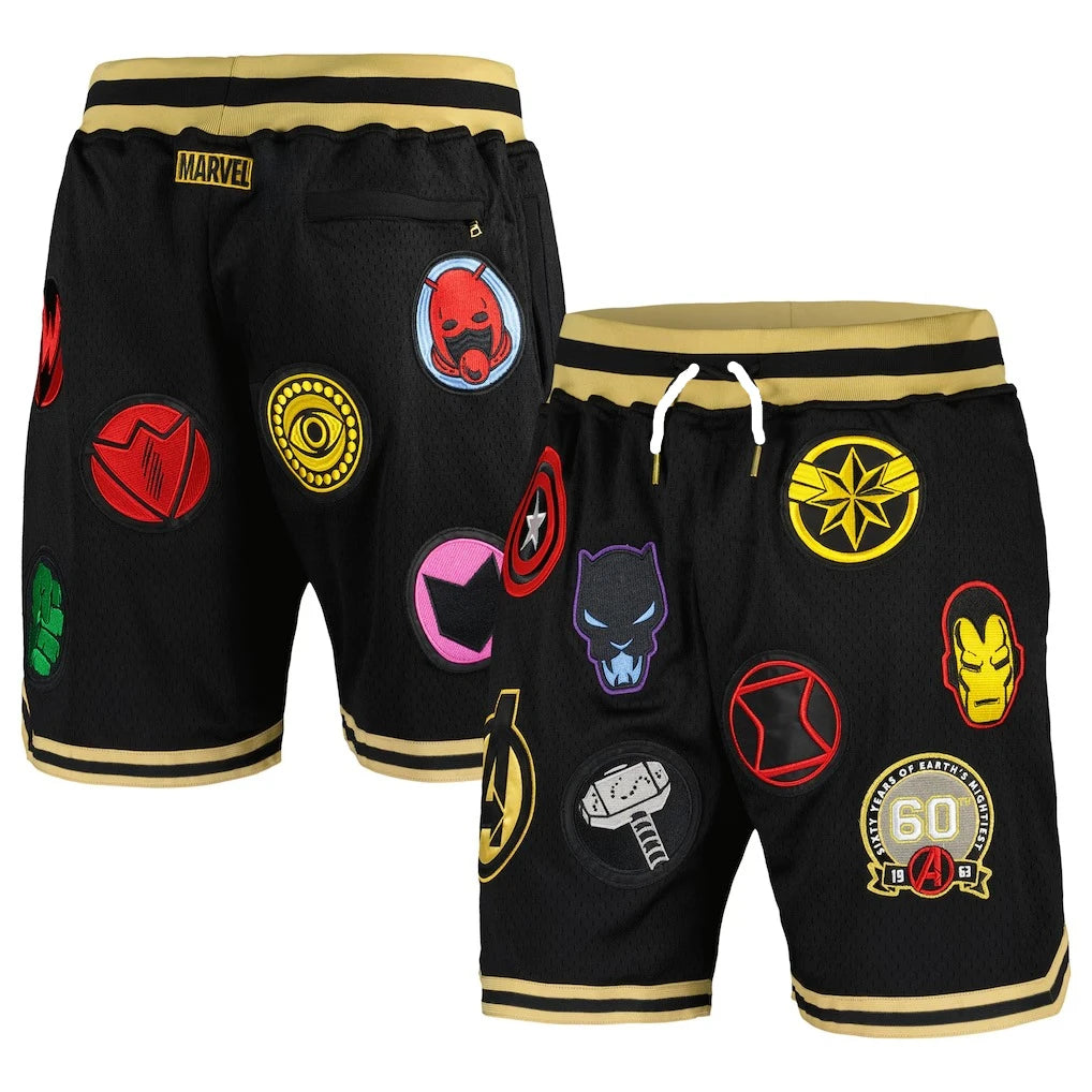 Avengers-basketbalshort ter gelegenheid van het 60-jarig jubileum - Zwart met gouden mult logo's