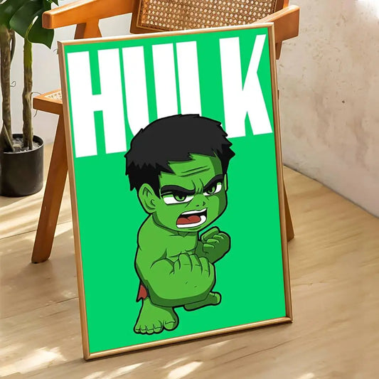 Poster Baby Hulk - tekenfilm met groene achtergrond