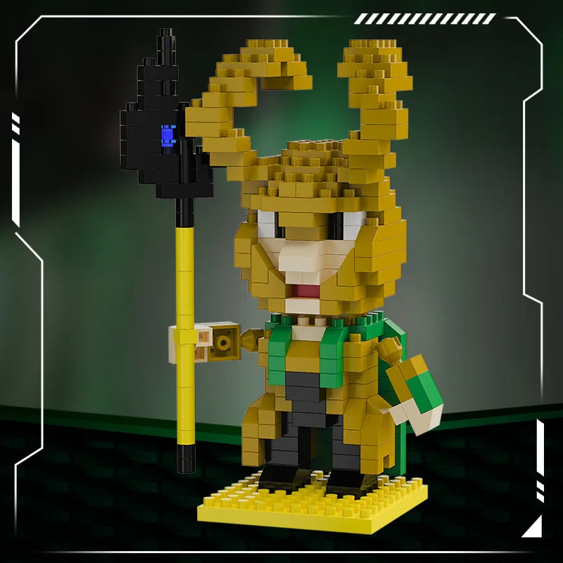 Avengers Loki Bouwstenen - Gouden Helm met Hoorns en Scepter