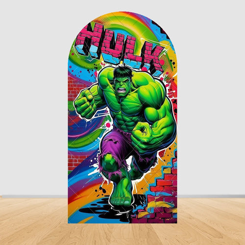 Avengers Hulk-feestachtergrond met boog - Stedelijke graffiti