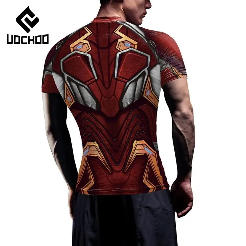 Iron Man-compressie-T-shirt - Lange mouwen, rood pantser