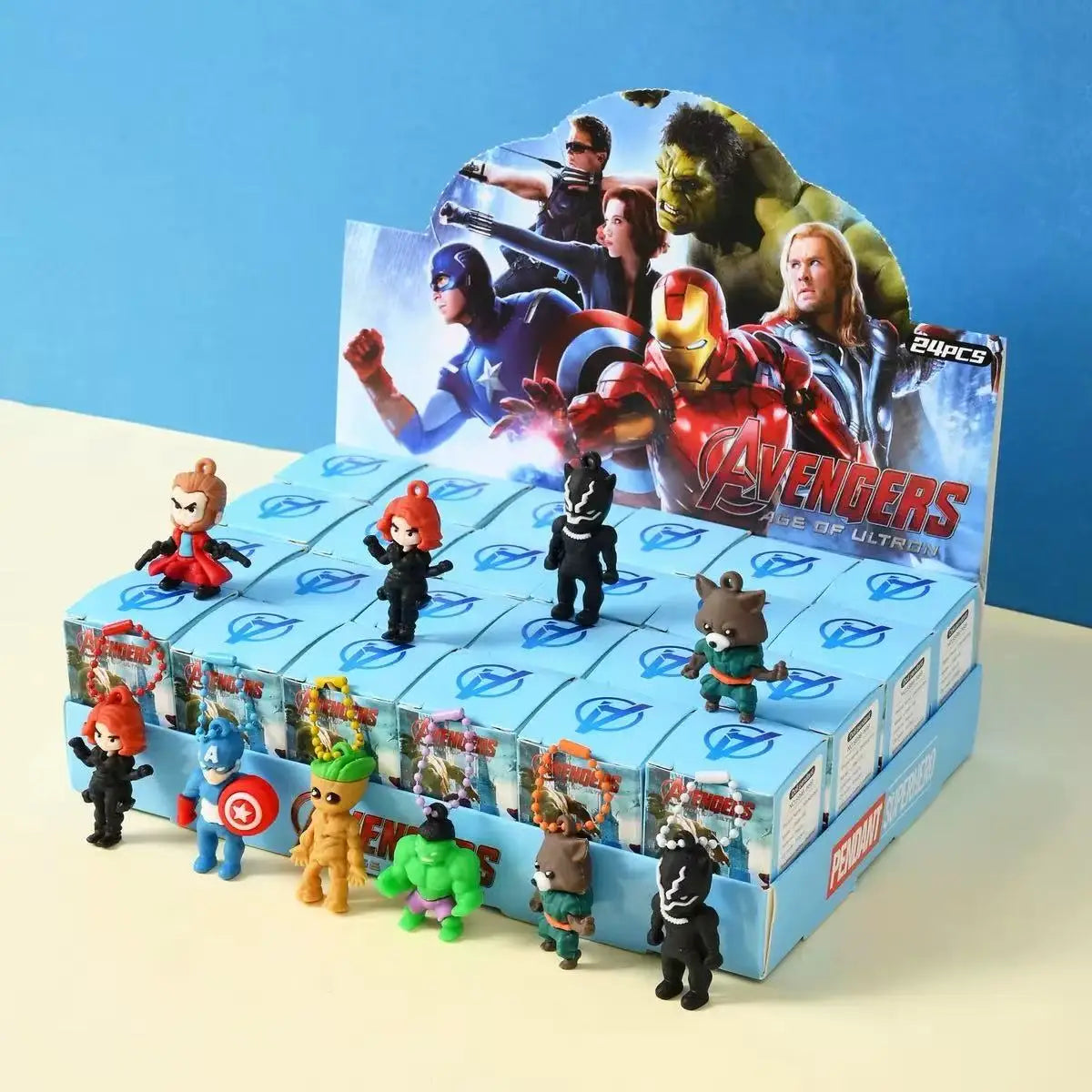 Siliconen blind box-sleutelhangers Avengers - Set van 24 stuks