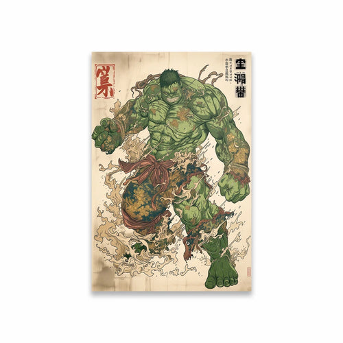 Poster Avengers Hulk - Japanse irezumi-tatoeagestijl