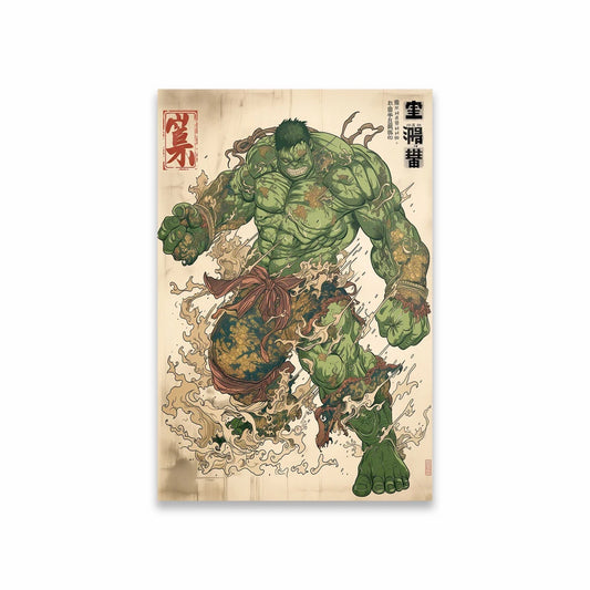 Poster Avengers Hulk - Japanse irezumi-tatoeagestijl