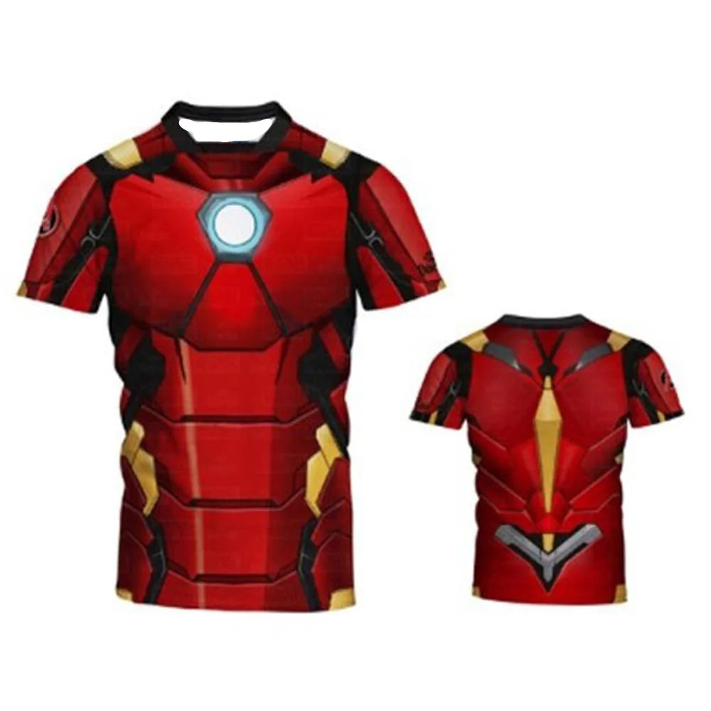 Avengers Iron Man-compressie-T-shirt - Rode en gouden reactor op de borst