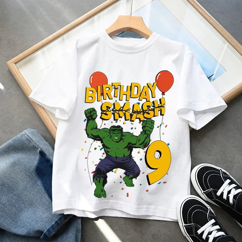 Hulk-verjaardagsshirt - Smash met nummer voor kinderen