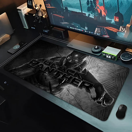 Tapis de souris XXL Gaming Black Panther - Noir monochrome pour bureau