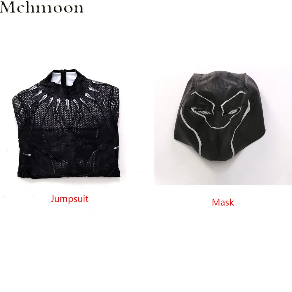 Black Panther T'Challa-kostuum - Zwarte jumpsuit met mesh en masker met zilveren klauwen