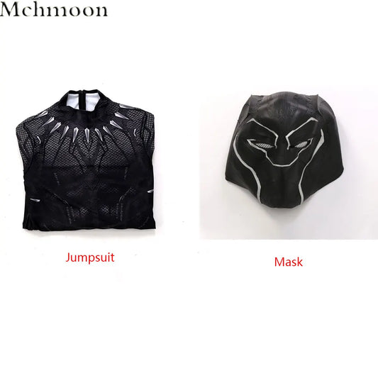 Black Panther T'Challa-kostuum - Zwarte jumpsuit met mesh en masker met zilveren klauwen