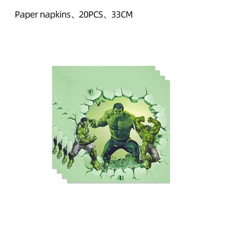 Hulk-verjaardagsset - Borden, bekers, bestek en versieringen
