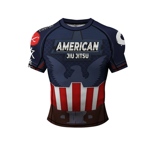 Jiu-jitsu-T-shirt Captain America - Korte mouwen, schild en adelaar