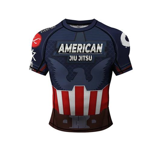 Jiu-jitsu-T-shirt Captain America - Korte mouwen, schild en adelaar