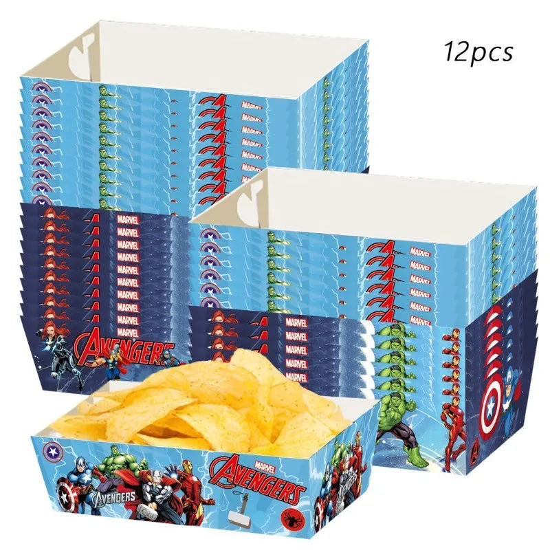 Avengers-kartonnen bakje - Wegwerpservies voor friet en popcorn, 12 stuks