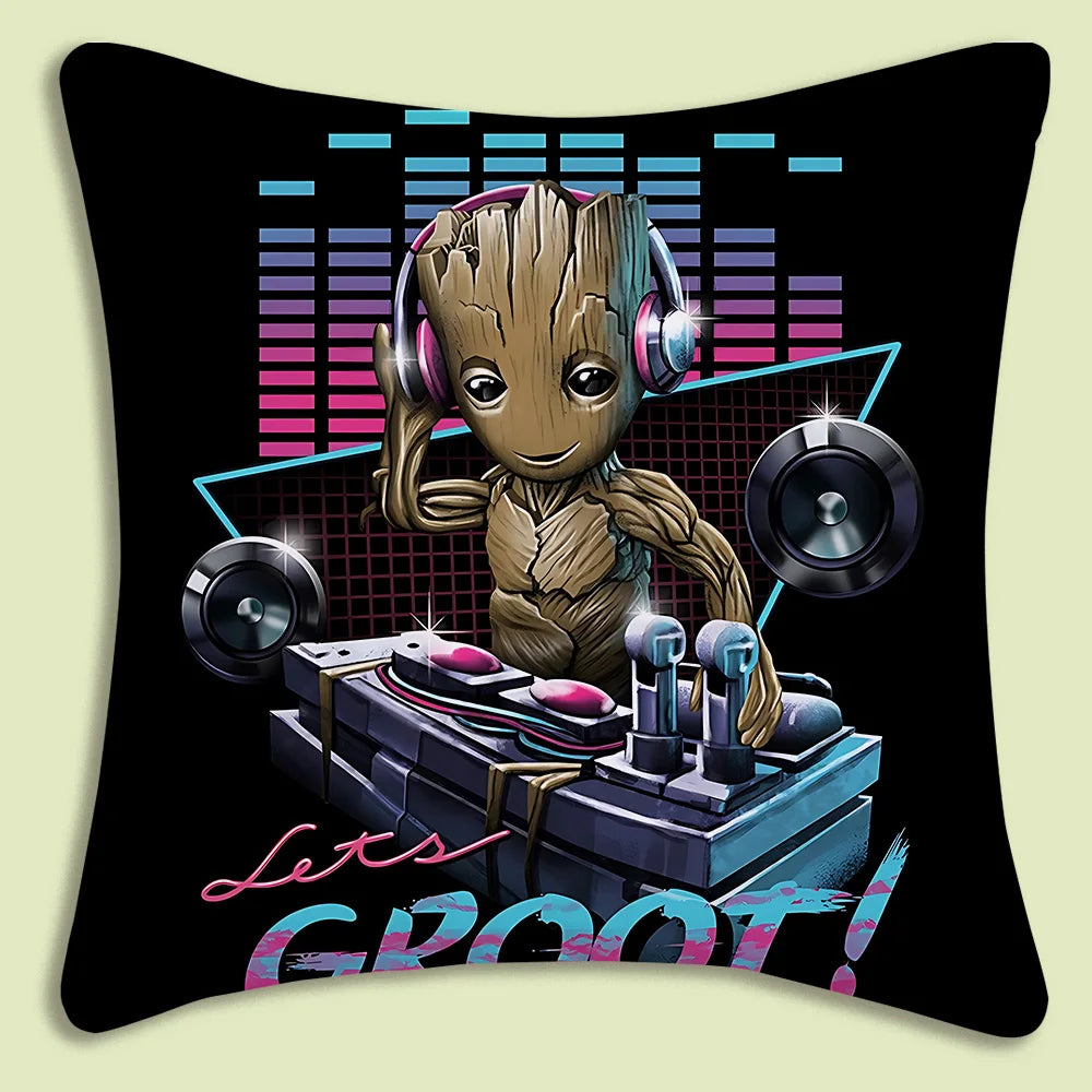 Baby Groot-kussenhoes - dj-koptelefoon neon Let's Groot