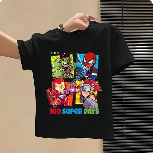 Avengers T-shirt voor kinderen 100 Super Days - zwart