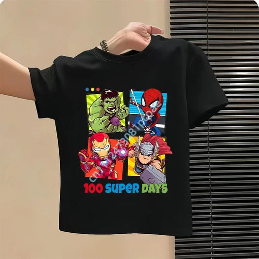 Avengers T-shirt voor kinderen 100 Super Days - zwart