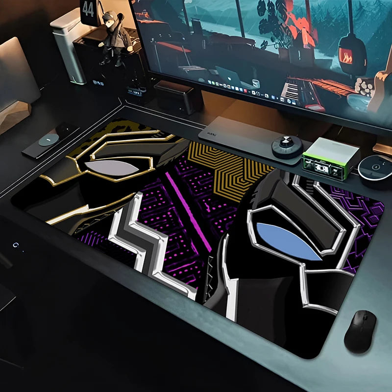Tapis de souris XXL Gaming Black Panther - Noir monochrome pour bureau