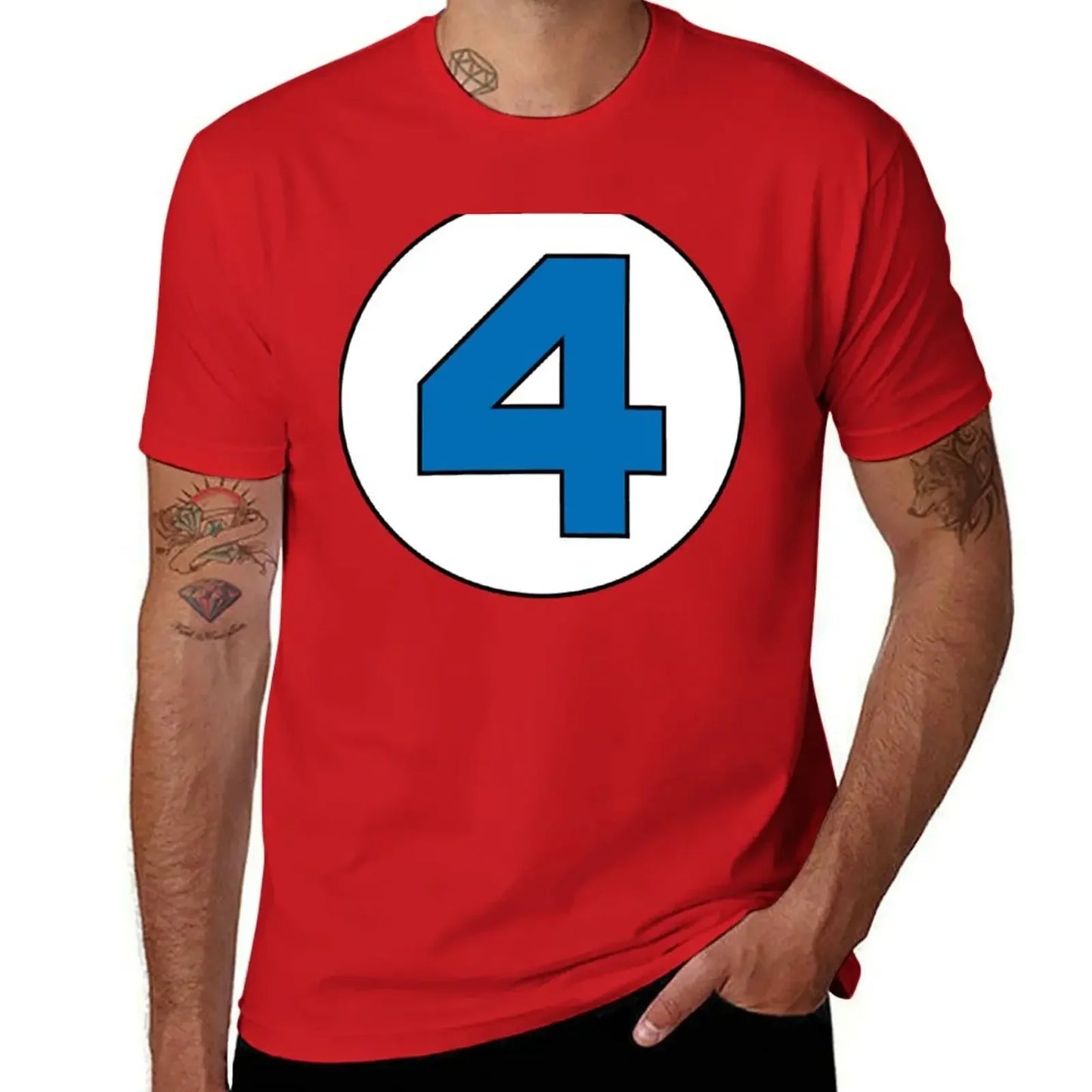 T-shirt The Fantastic 4 - Rond avec logo noir grande taille