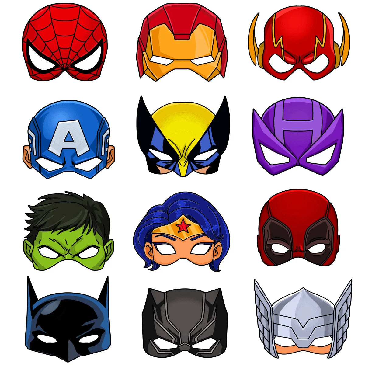 Avengers-maskers – set van 12 maskers