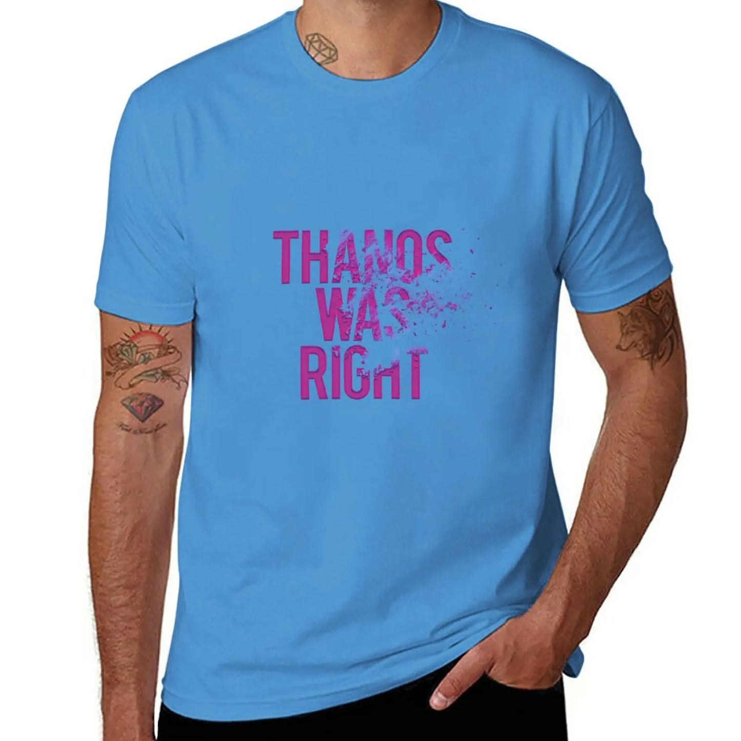 Thanos Was Right T-shirt - Tekst met stoft-effect voor heren