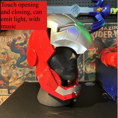 Iron Man Jarvis-kostuum - zilver-rode helm met lichteffect