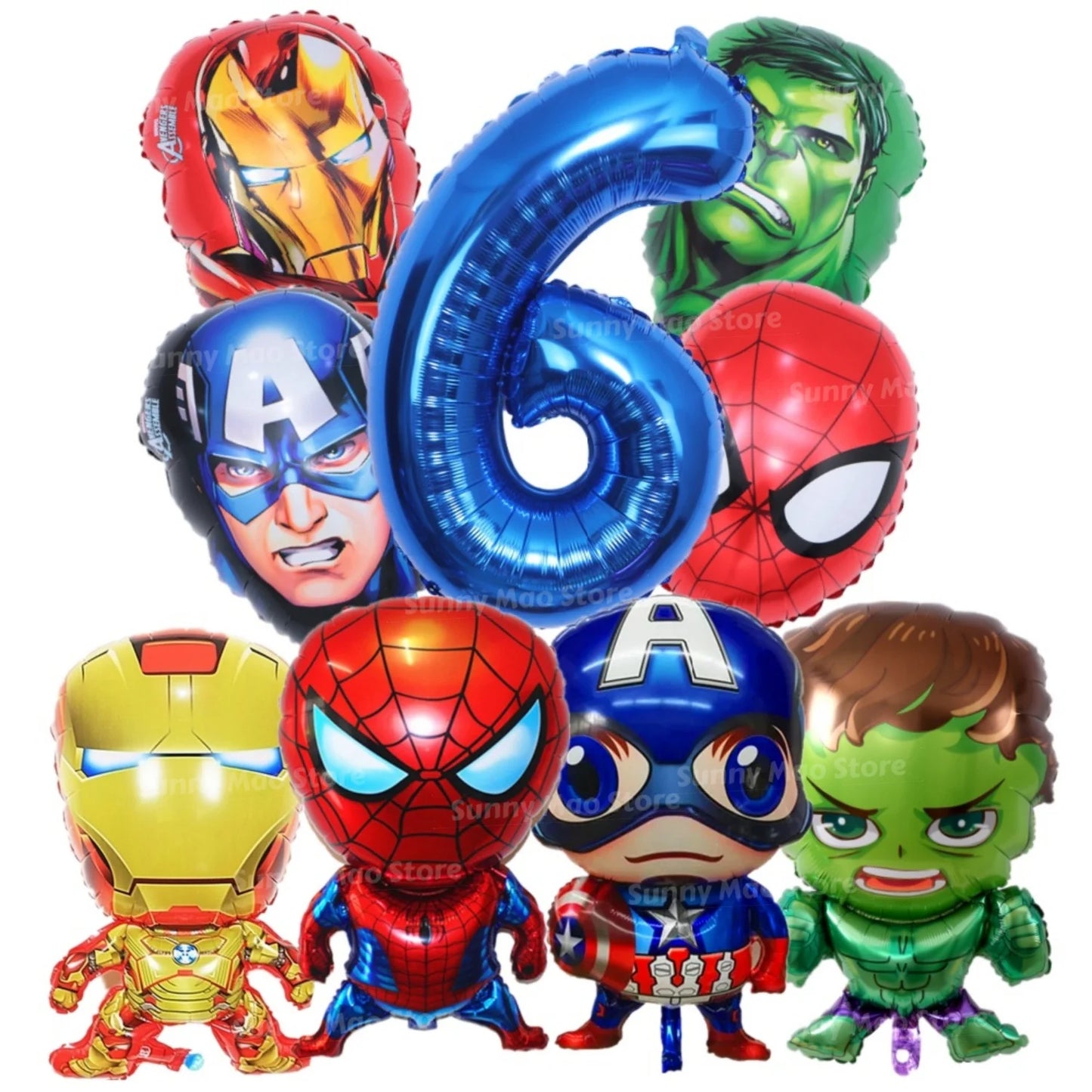 Avengers-verjaardagsdecoratieset - Cijferballonnen Iron Man Spider-Man