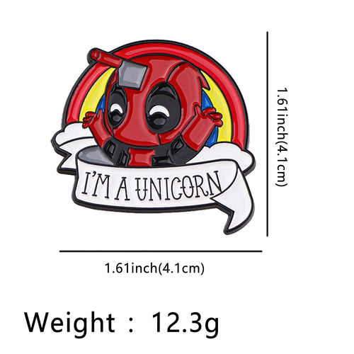 Deadpool I'm a Unicorn-metalen badge - eenhoornhoornbroche