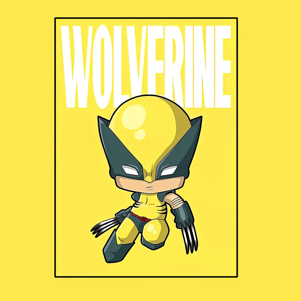 Avengers Wolverine-poster - Chibi-stijl met gele achtergrond