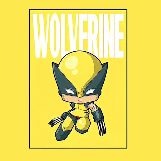 Avengers Wolverine-poster - Chibi-stijl met gele achtergrond