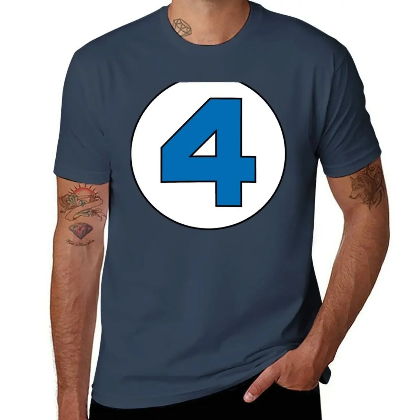 T-shirt The Fantastic 4 - Rond avec logo noir grande taille
