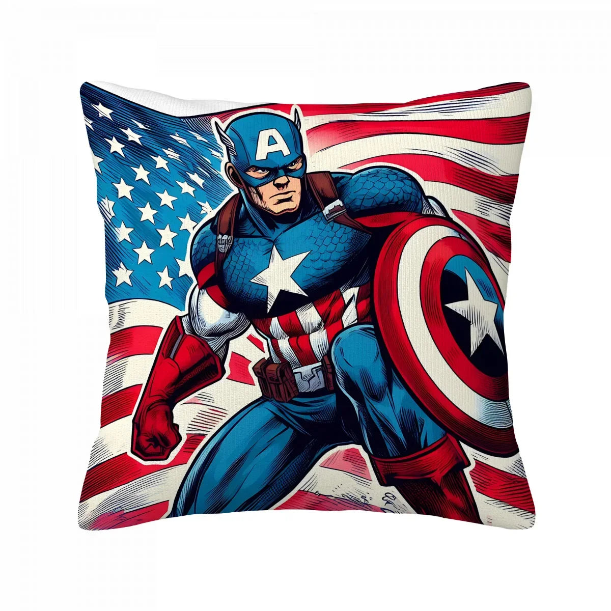 Captain America-kussenhoes - Comic-popart met vlag