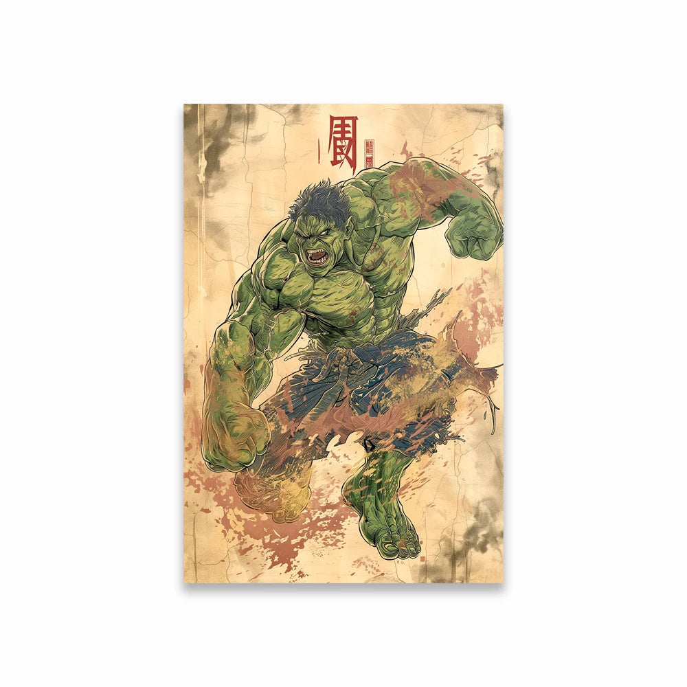 Poster Avengers Hulk - Vintage Japanse stijl