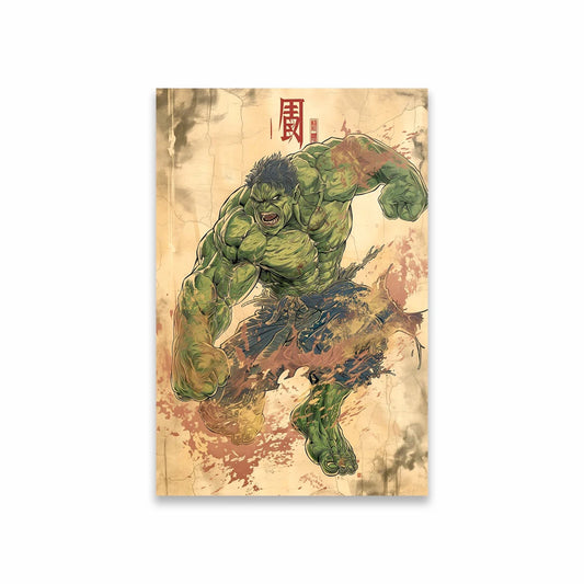 Poster Avengers Hulk - Vintage Japanse stijl