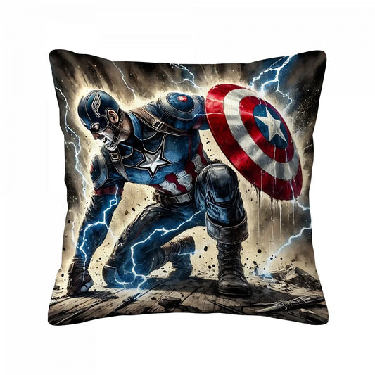 Kussenhoes Captain America - Op één knie met bliksemschichten