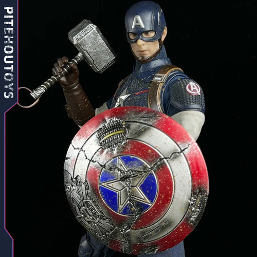 Avengers Captain America-figuur - Beweegbaar, stoffen outfit en hamer