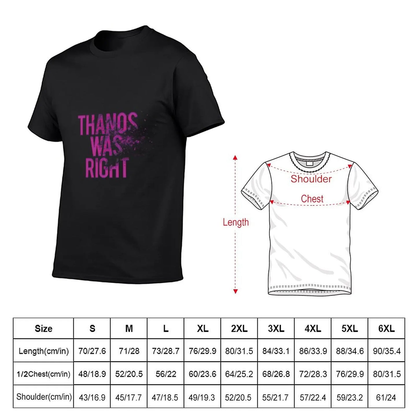 Thanos Was Right T-shirt - Tekst met stoft-effect voor heren