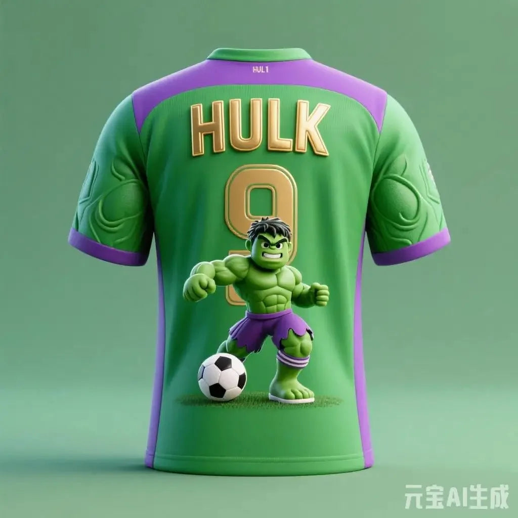 Avengers Hulk-voetbalshirt - lichtgroen met zijstreep #9