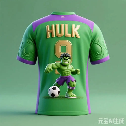 Avengers Hulk-voetbalshirt - lichtgroen met zijstreep #9