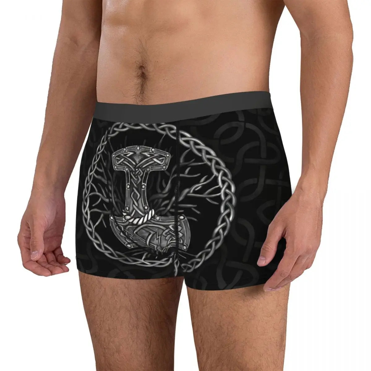 Thor-boxershort – Mjölnir-hamer en Keltische levensboom