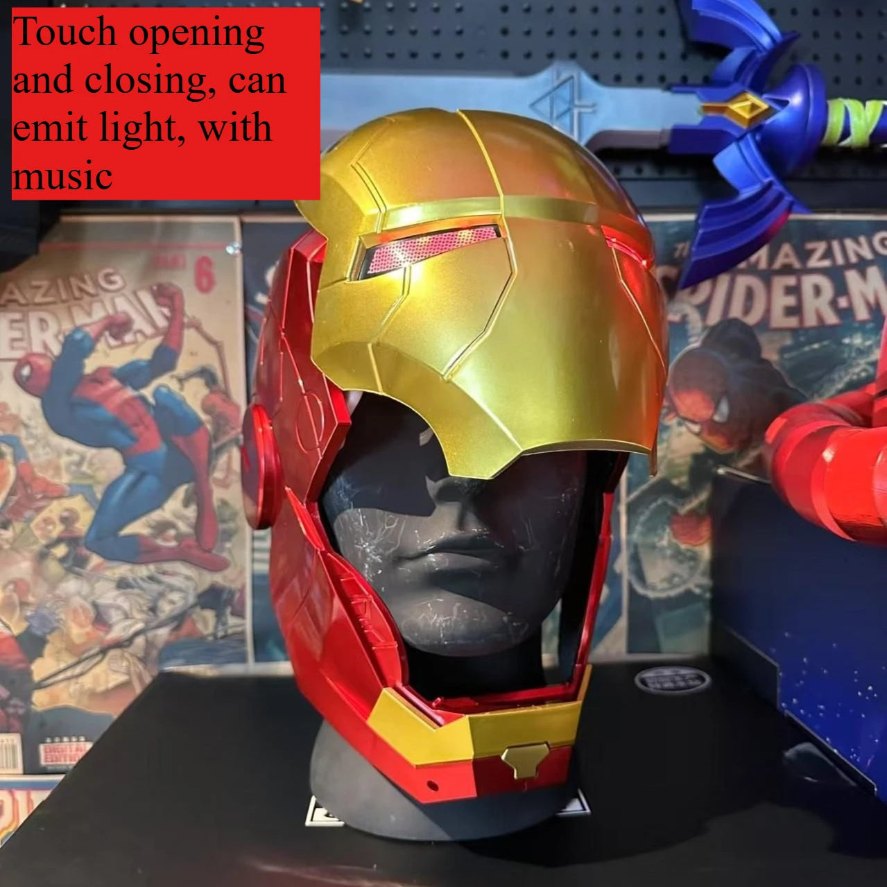 Iron Man Jarvis-kostuum - volledig gouden helm met lichteffect