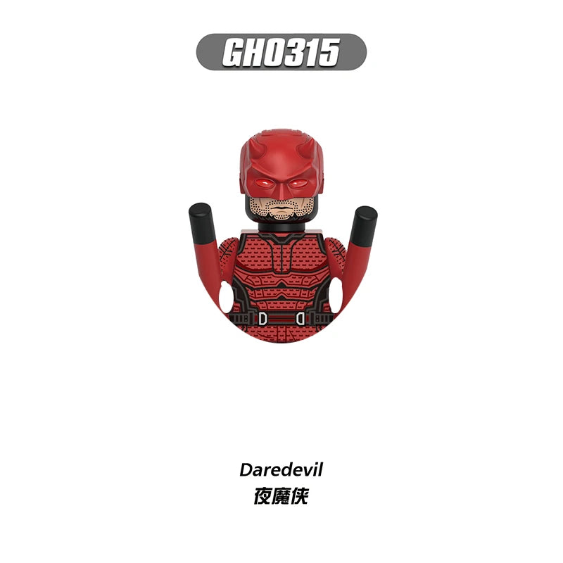 Building Blocks Daredevil-figuur - Rood kostuum met wapenstokken